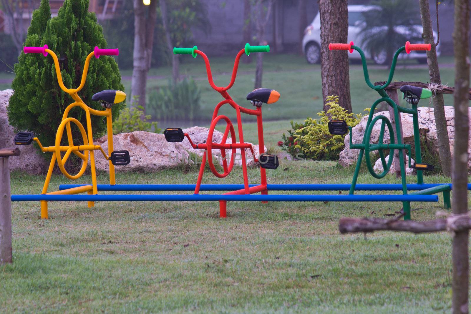 colorful bicycle in the playpark