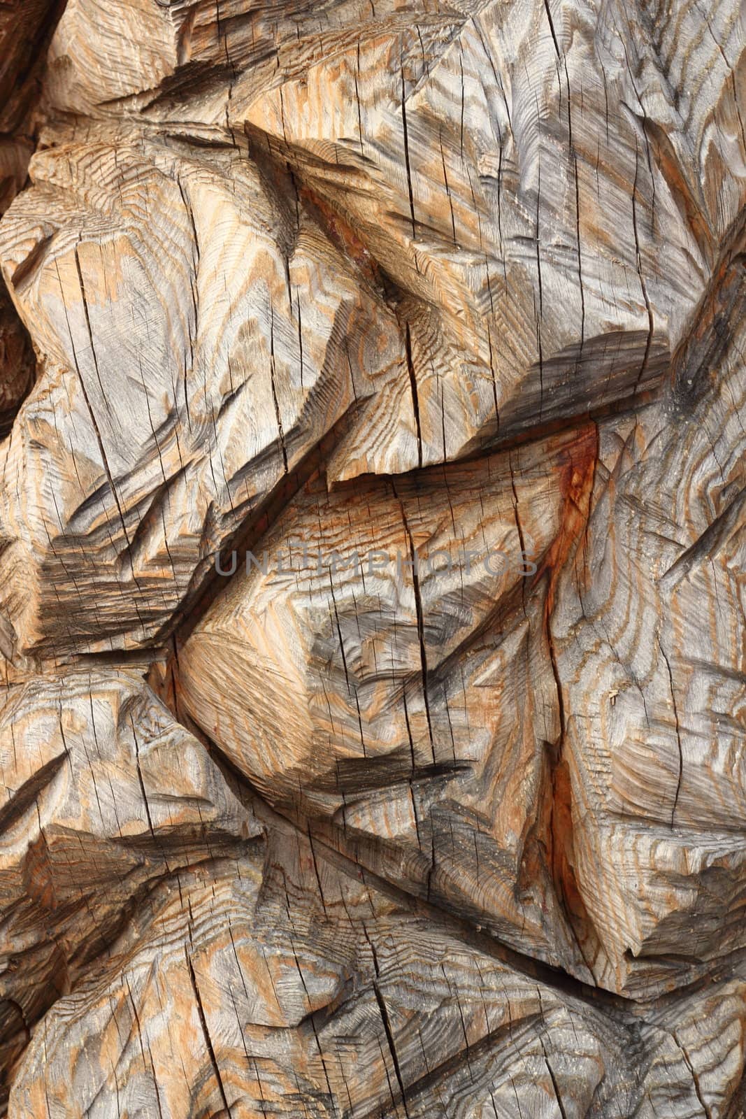 carved wood texture - detail on a wooden sculpture