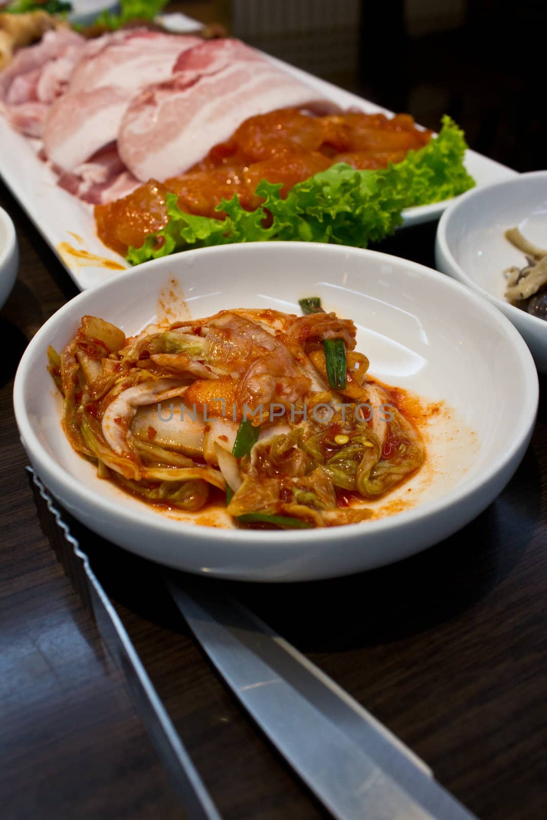 kimchi in the korean restaurant