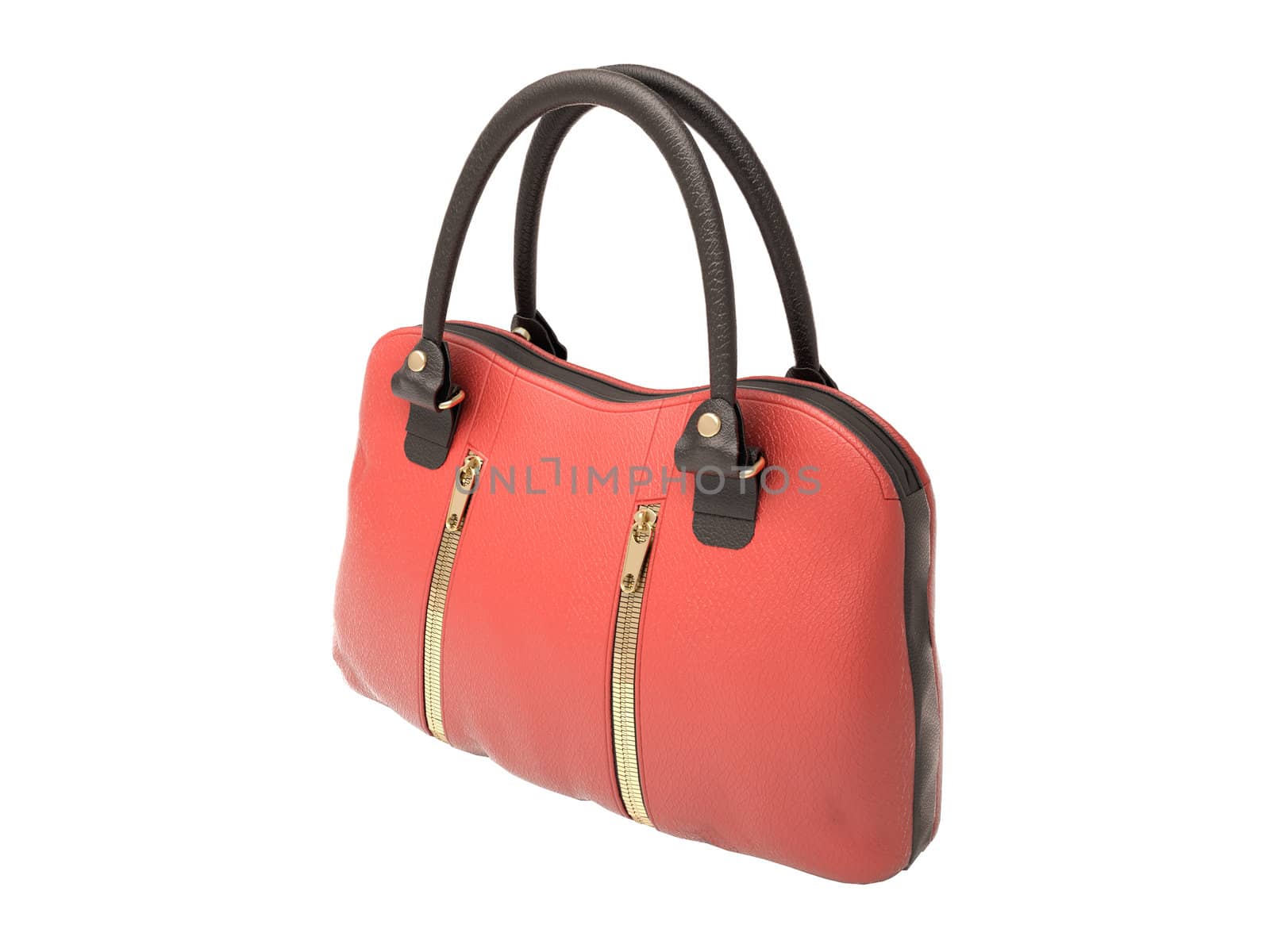 Women's red handbag isolated on white background
