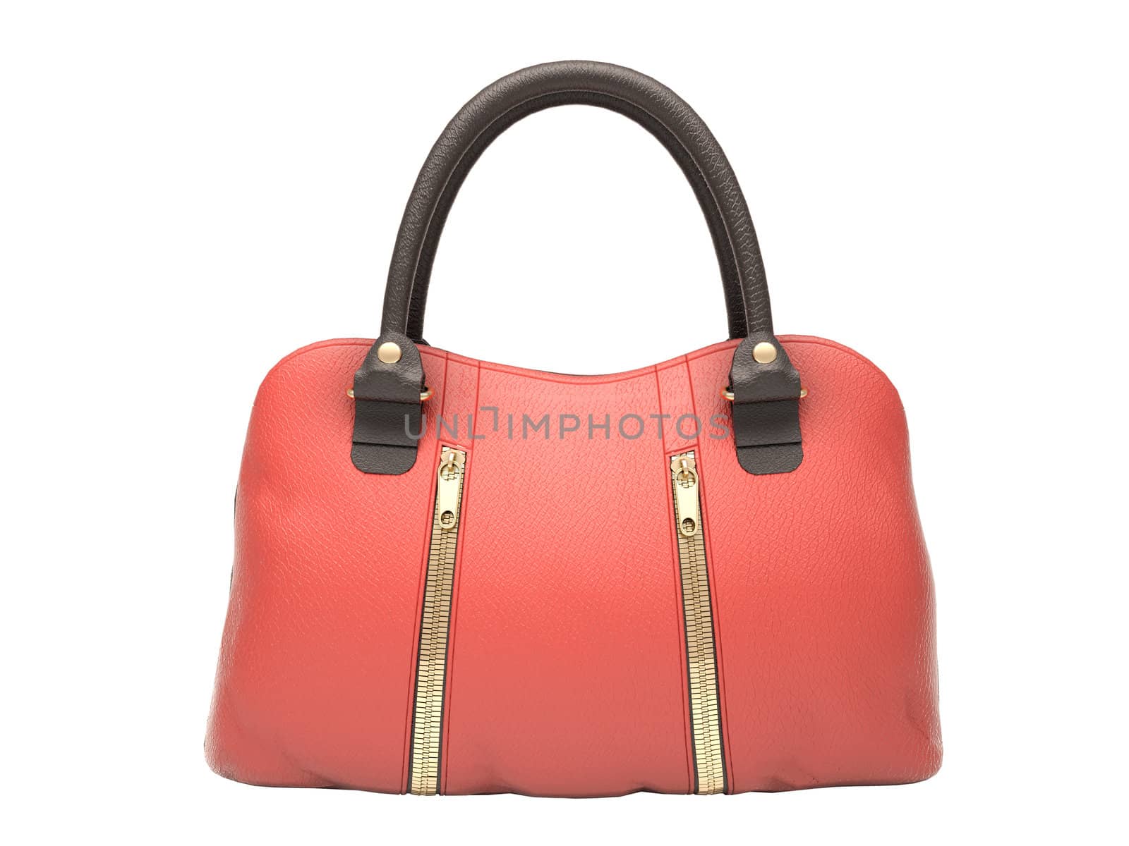 Women's red handbag isolated on white background