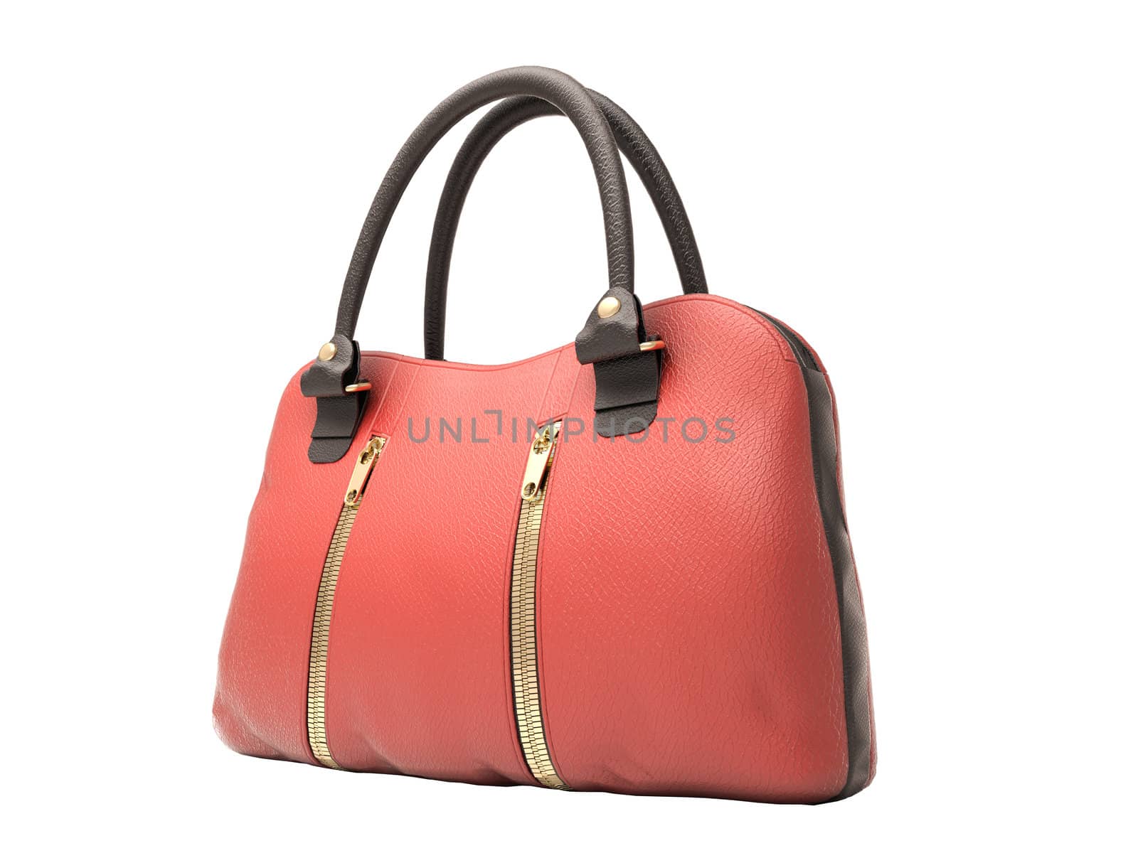 Women's red handbag isolated on white background
