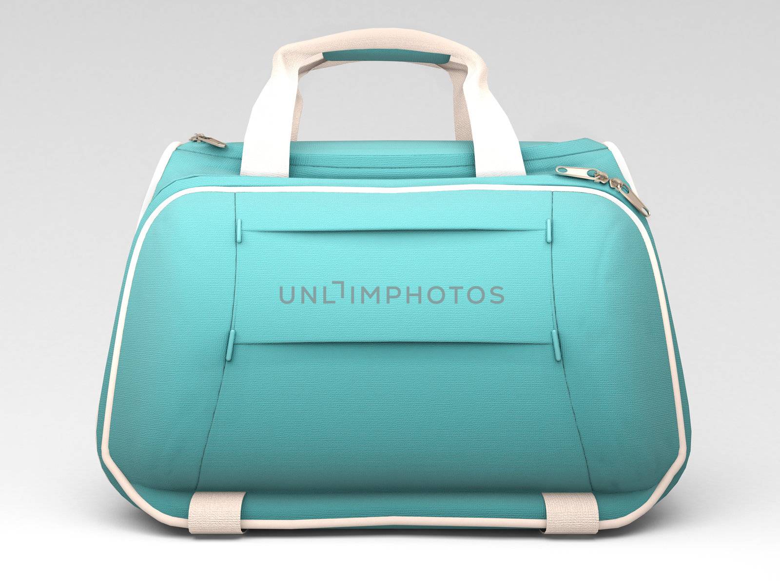 Turquoise sports bag on a light background with shadow