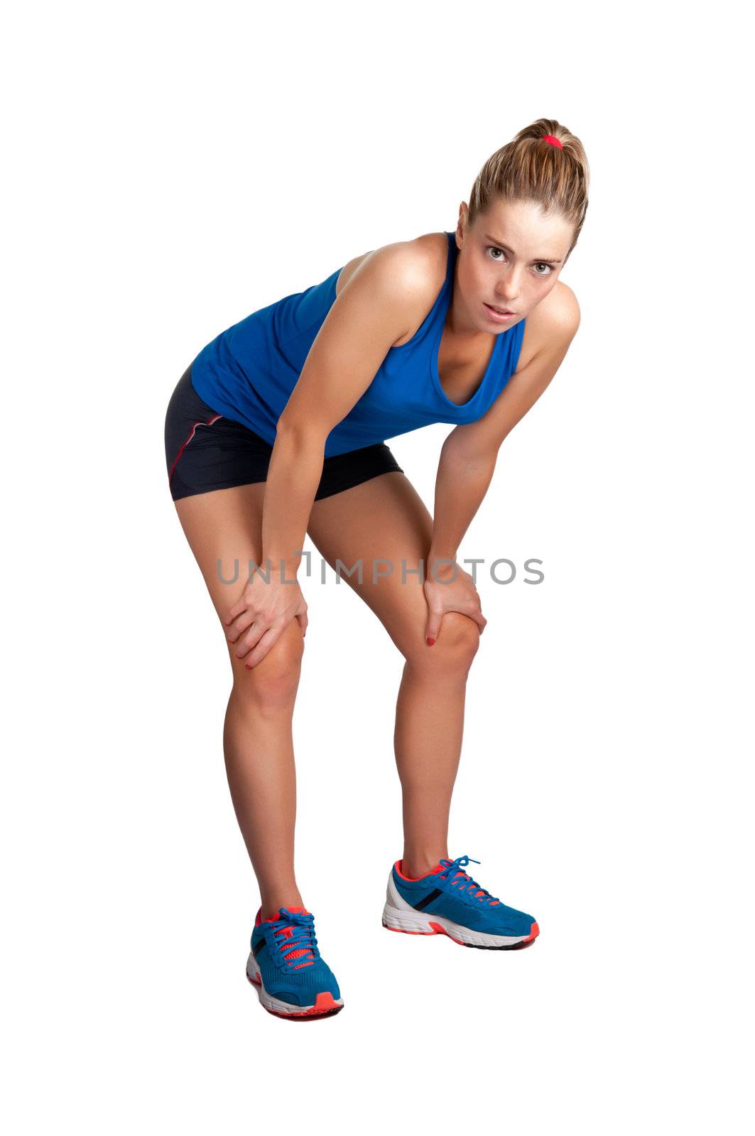 Female jogger resting after a long run