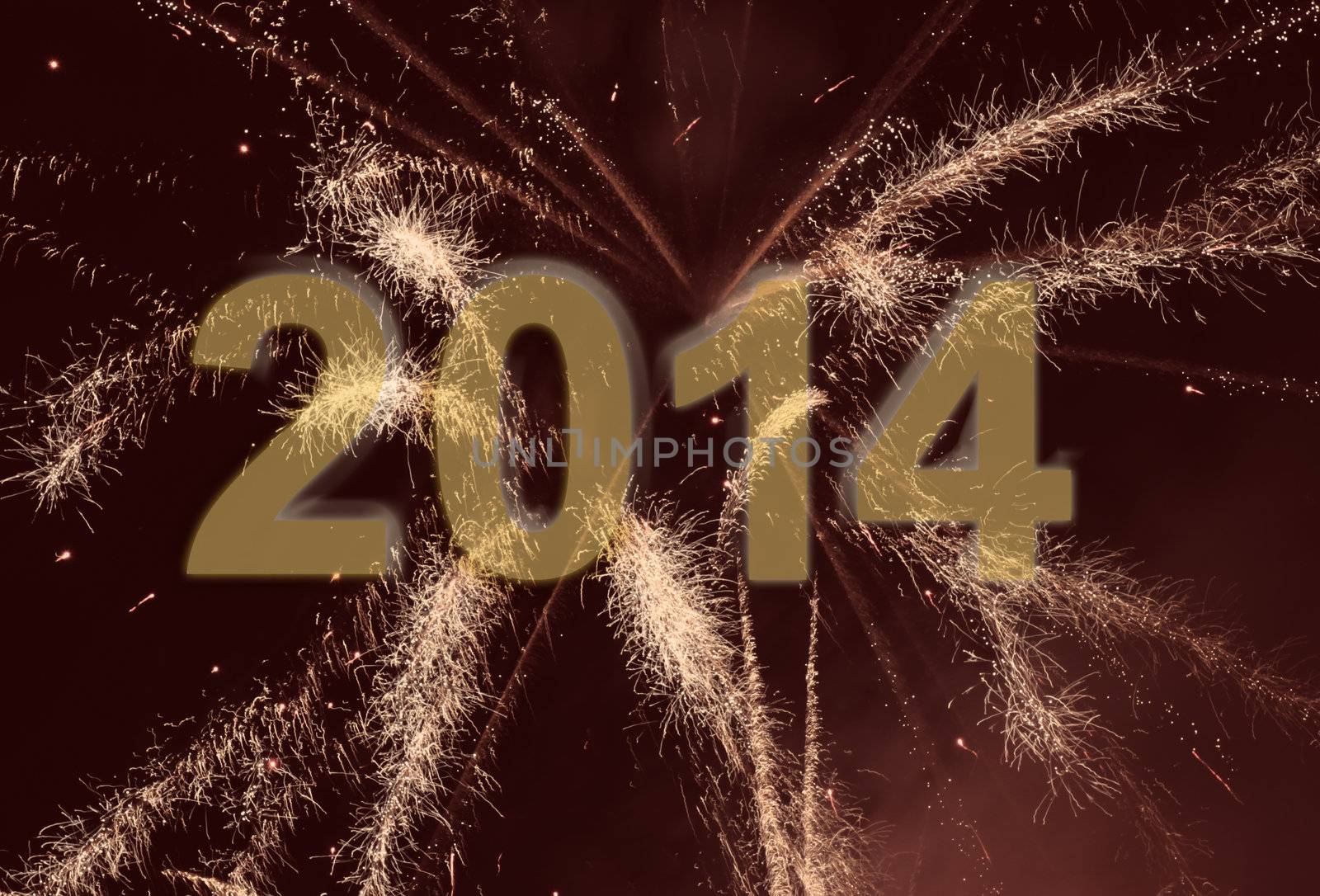 New Year 2014 background with fireworks