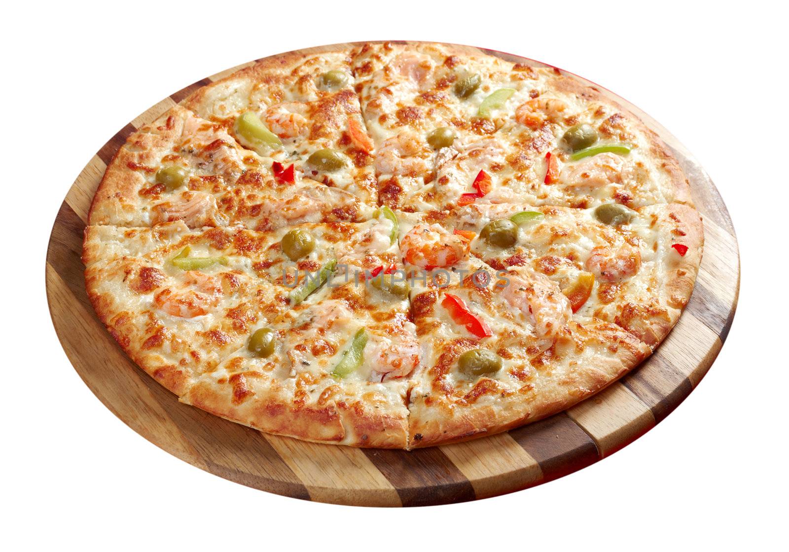 Pizzawith salmon. italian kitchen. Studio