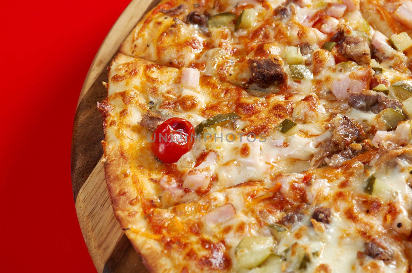 Pizza east with tomato. italian kitchen. Studio