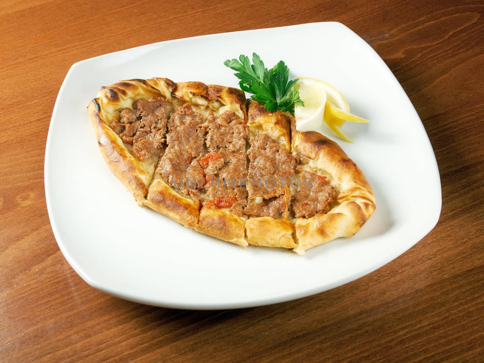 pita bread with meat.closeup