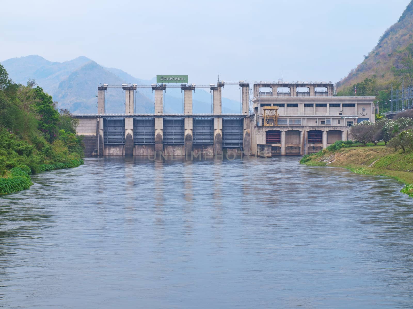 Water flow from Tha Tung Na Dam, Kanchanburi, Thailand