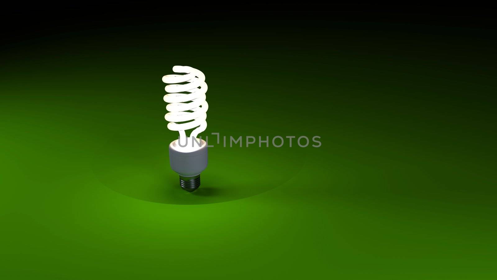 Energy saving lamp and simple light over green