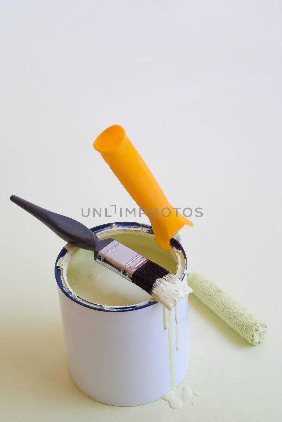 DIY home improvement brush, roller and paint tin