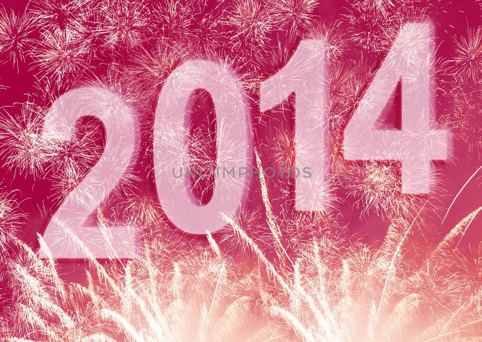 New Year 2014 background with fireworks