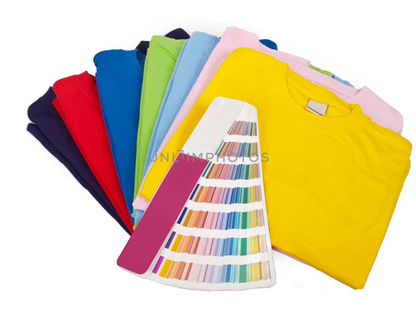 color chart and seven blank t-shirts