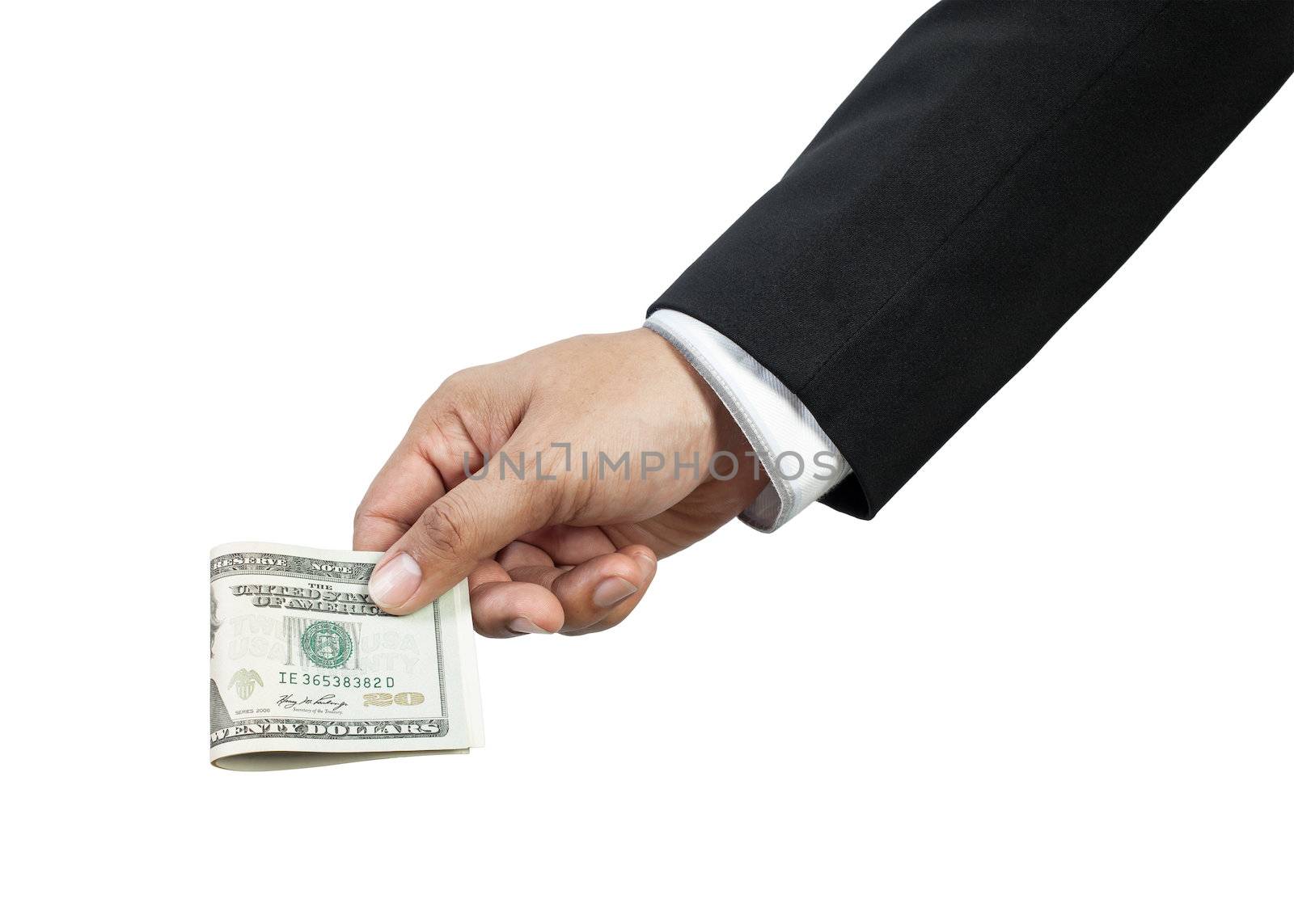 business man giving money
