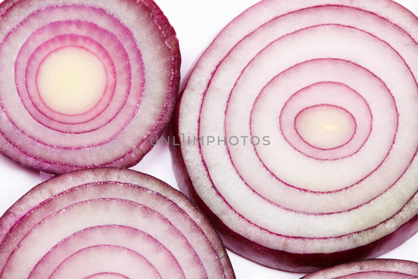 Red onion slices by romanshyshak