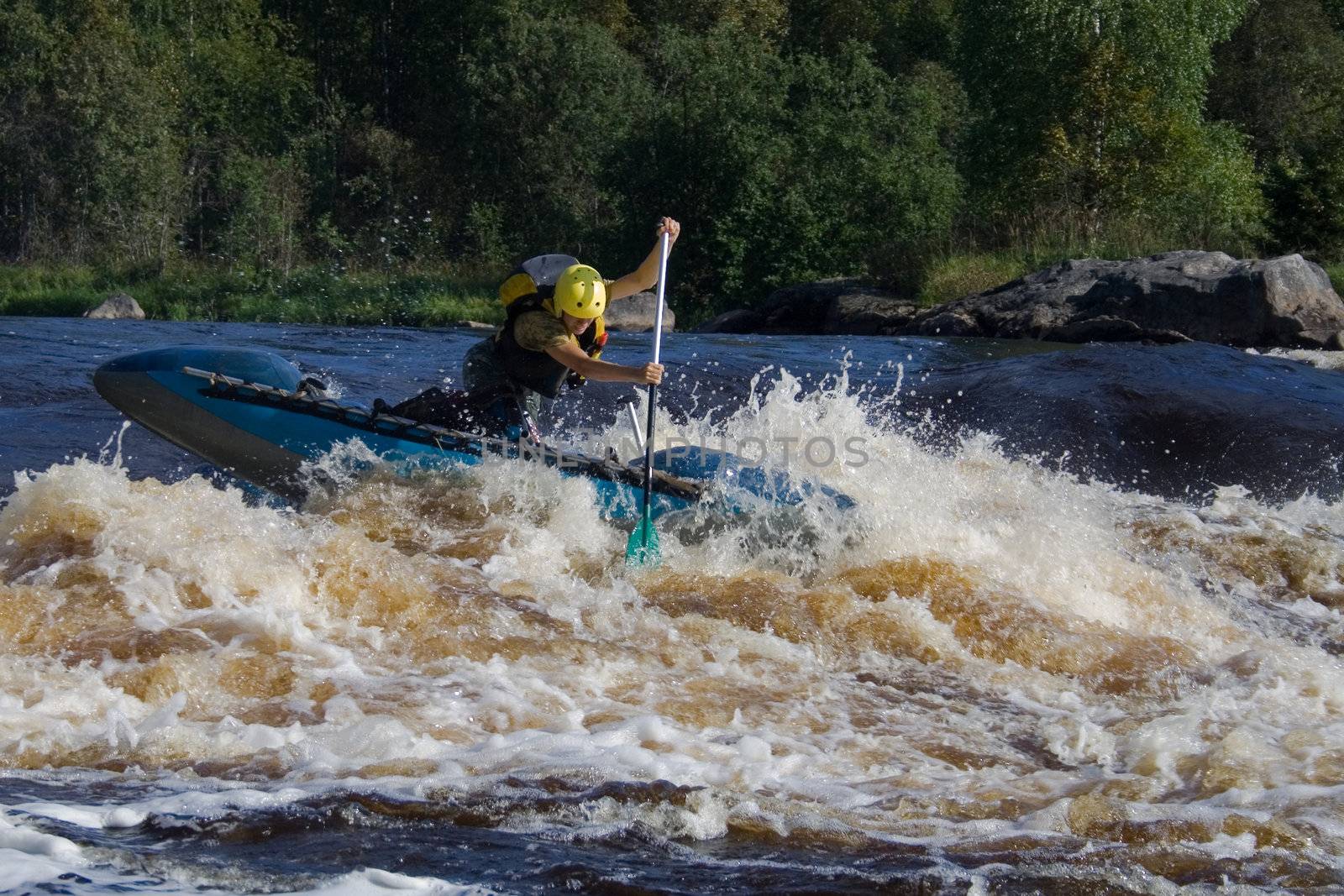 sportsman in the rapid