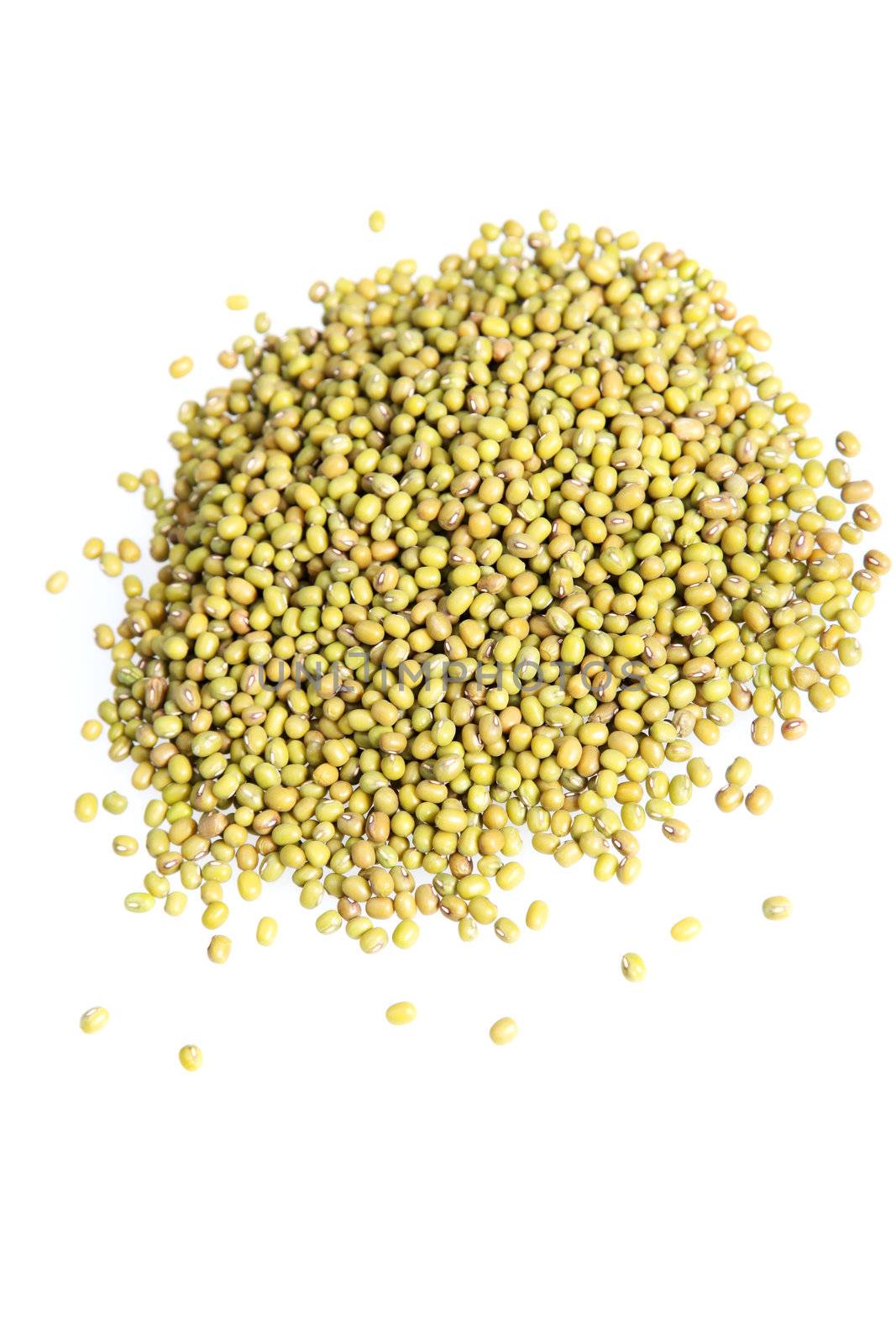 Pile of raw chickpeas isolated on a white background for use as an ingredient in vegetarian cooking as they are high in protein