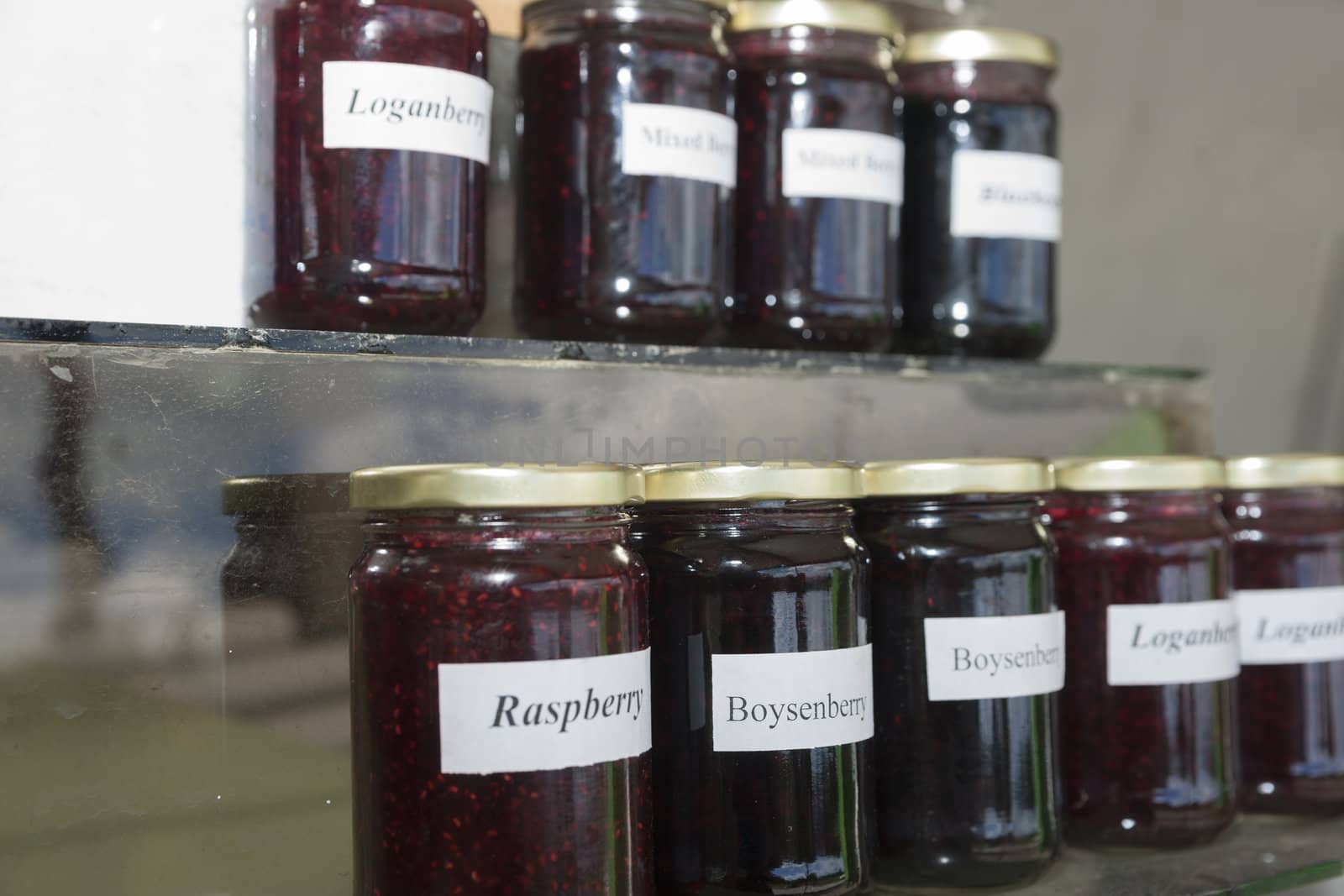 Homemade berry jam in jars.