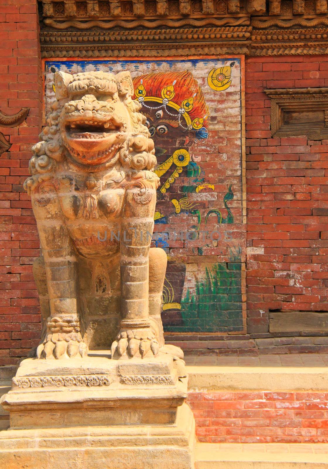 Lion statues in the ancient city, Nepal