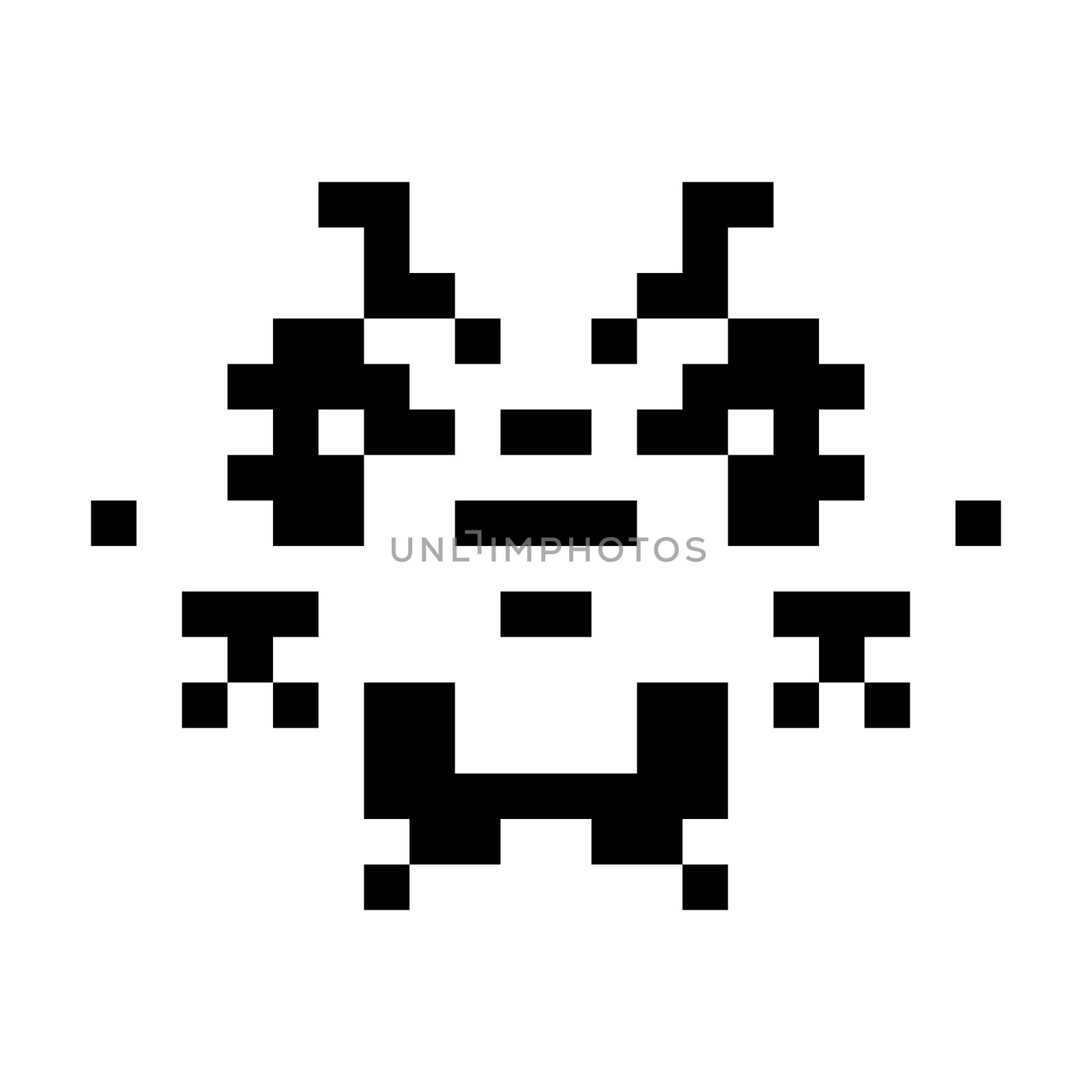 A simple monster pixel face black and white