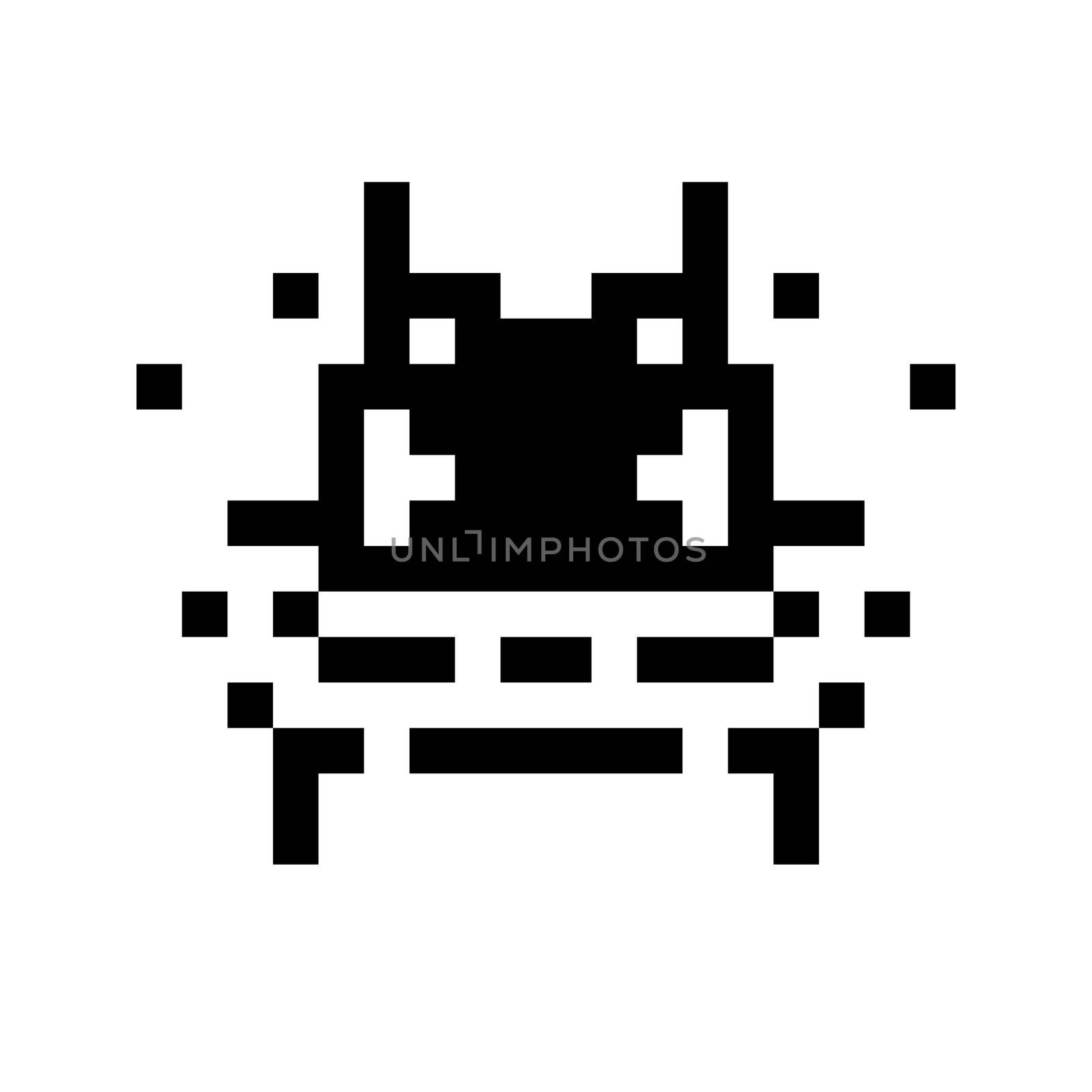 A simple monster pixel face black and white