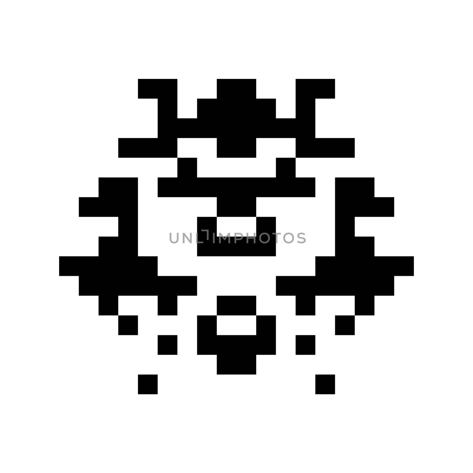 A simple monster pixel face black and white