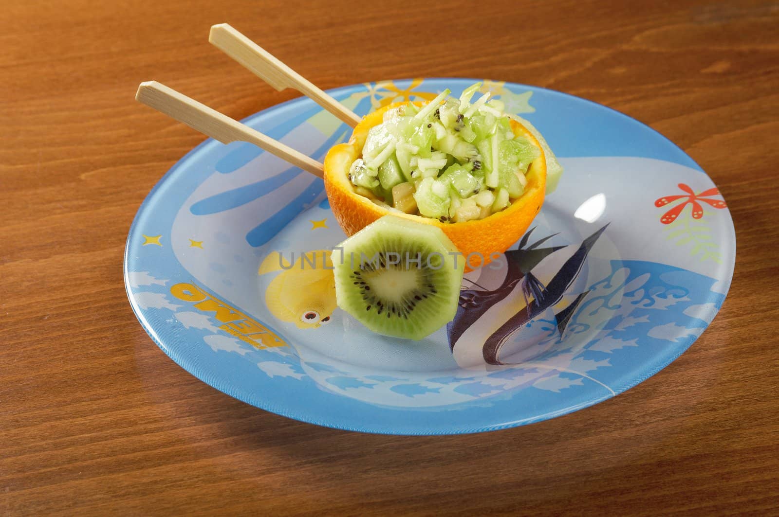 Fruit salad oranges studded for child
