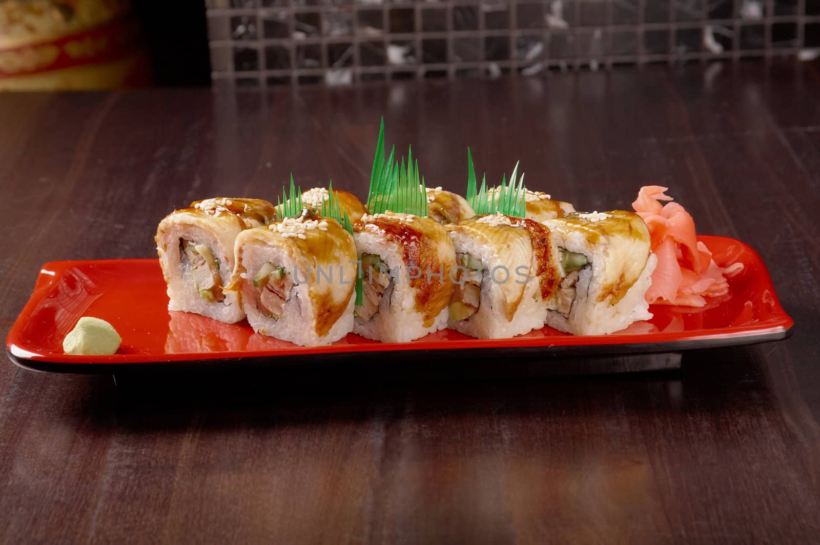 sushi with eel. traditional japanese food.