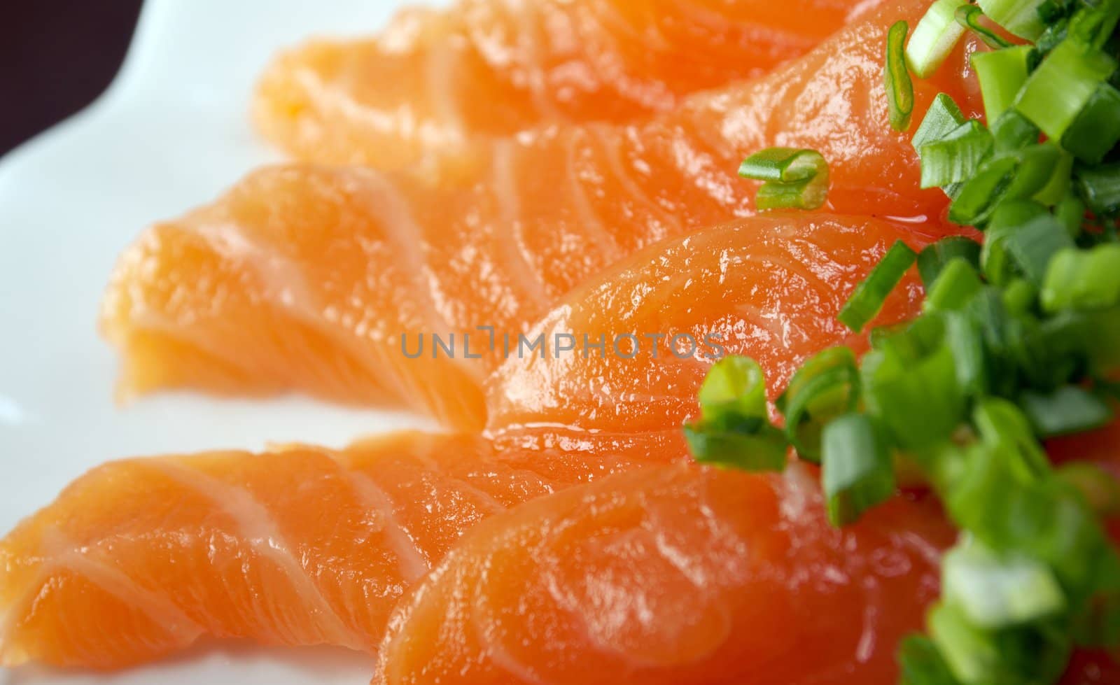 Salmon seshimi . traditional japanese food