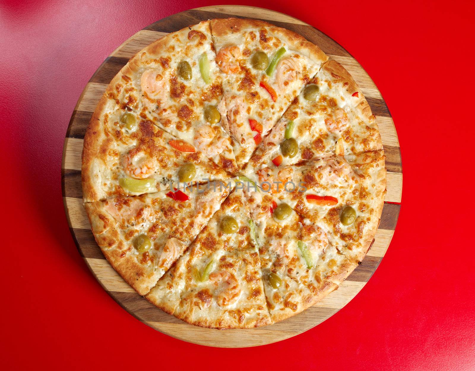 Pizzawith salmon. italian kitchen. Studio