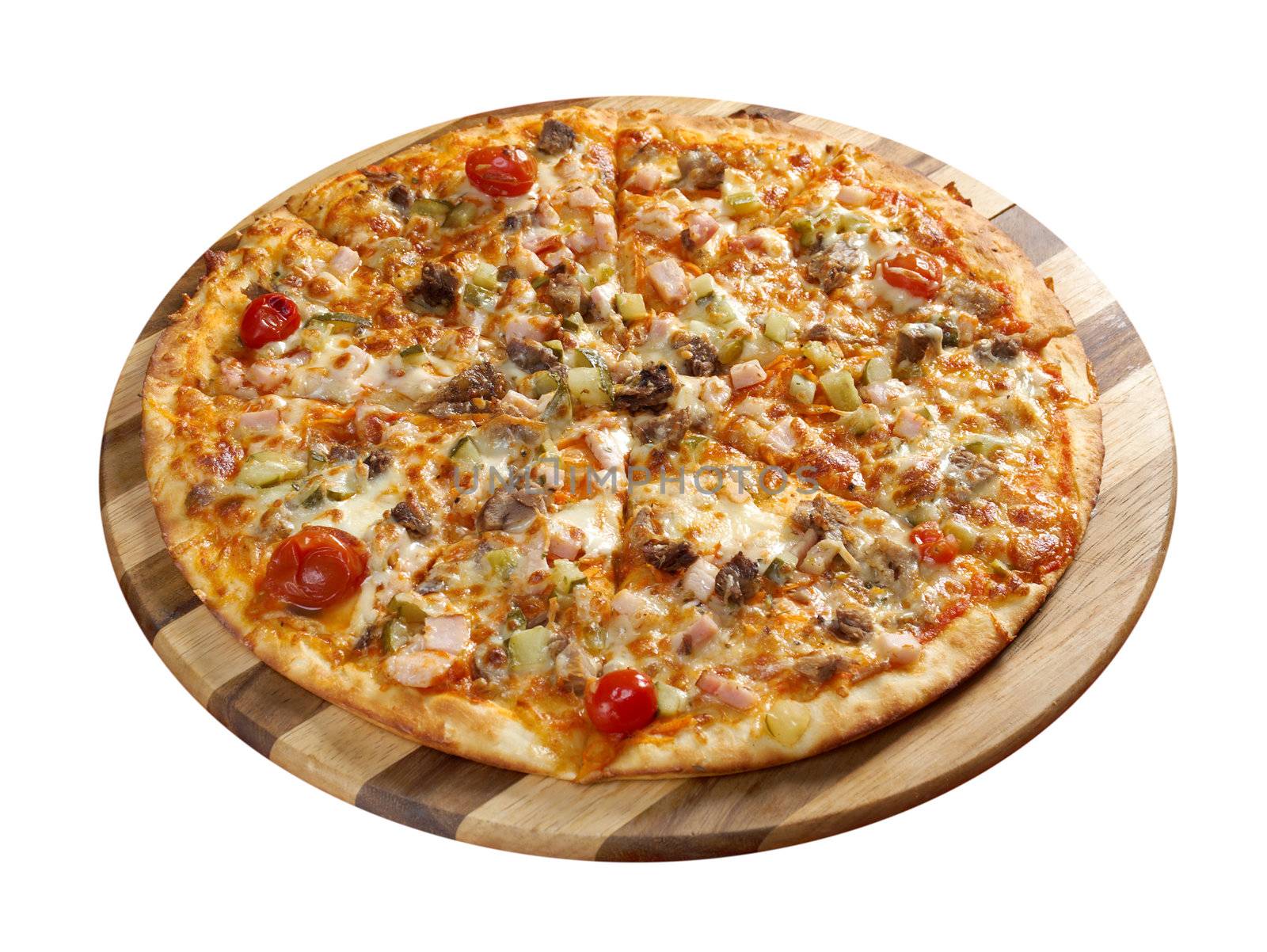 Pizza east with tomato. italian kitchen. Studio