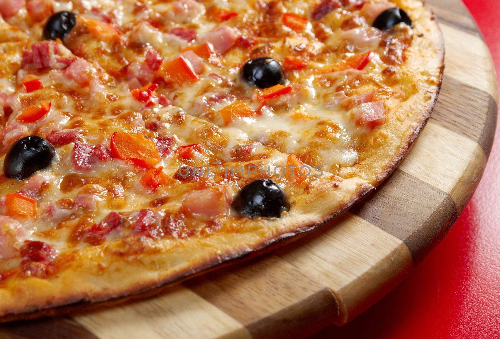 Pizza ham . italian kitchen. Studio