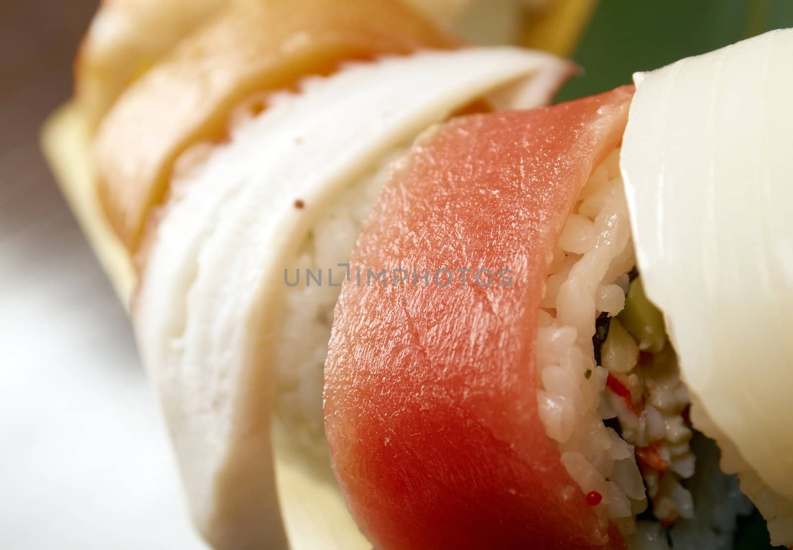 Japanese sushi  traditional japanese food.Roll made of Smoked fish