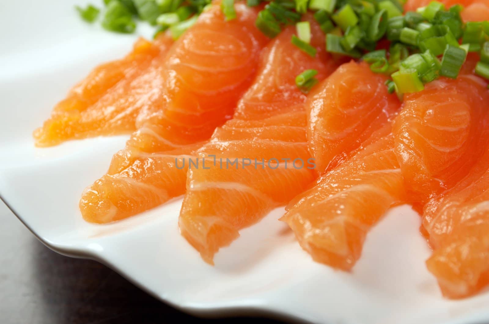 Salmon seshimi . traditional japanese food