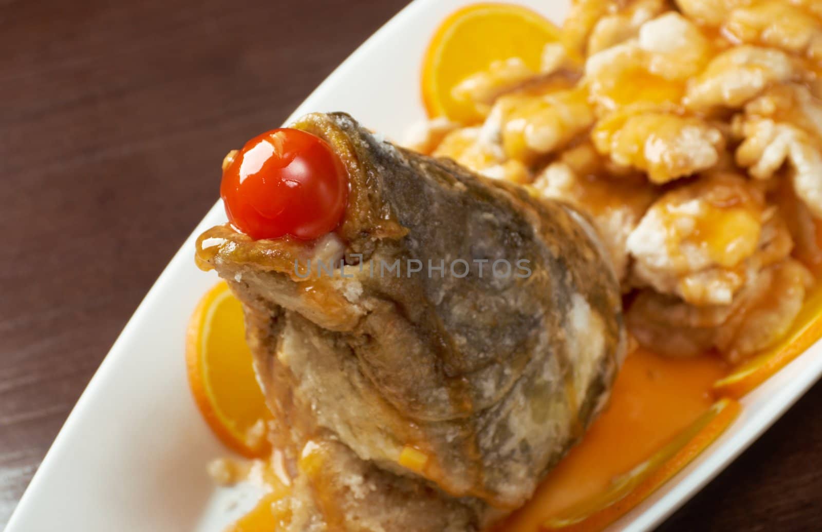 chinese cuisine .baked perch.rockfish