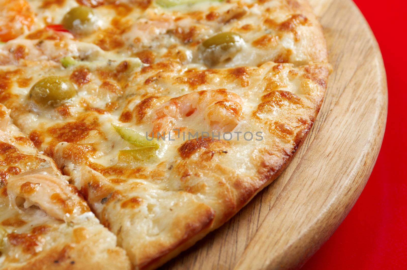Pizzawith salmon. italian kitchen. Studio