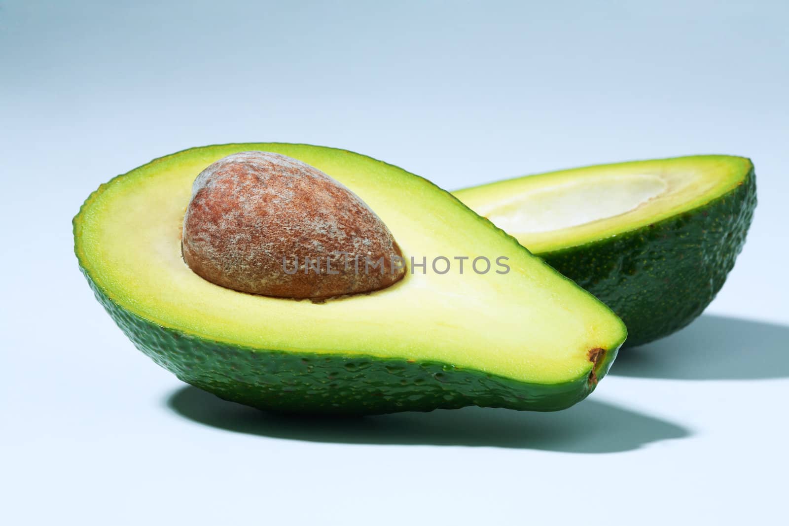 Close-up avocado sliced in half