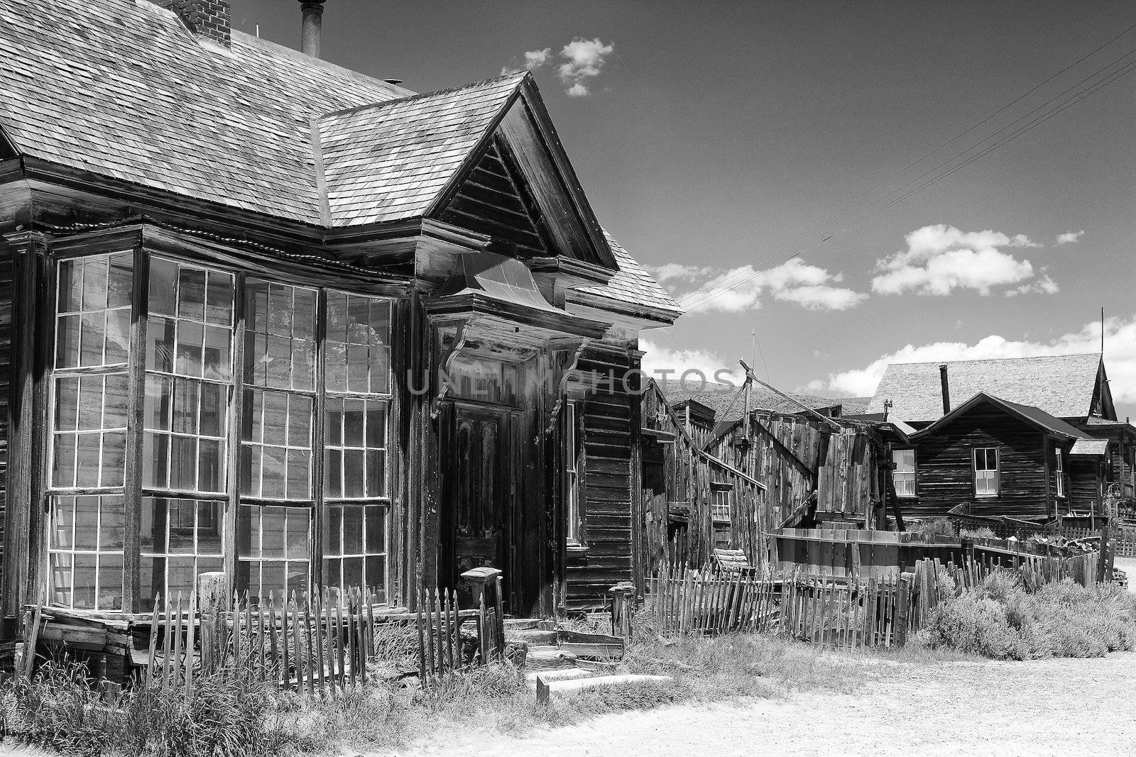 Old buildings in Bodie, an original ghost town from the late 1800s