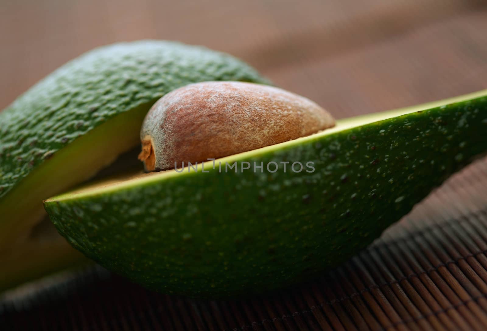 Close-up avocado sliced in half