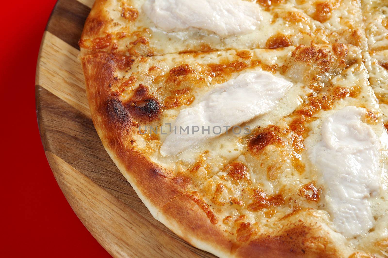Pizwith meat chicken. italian kitchen. Studio