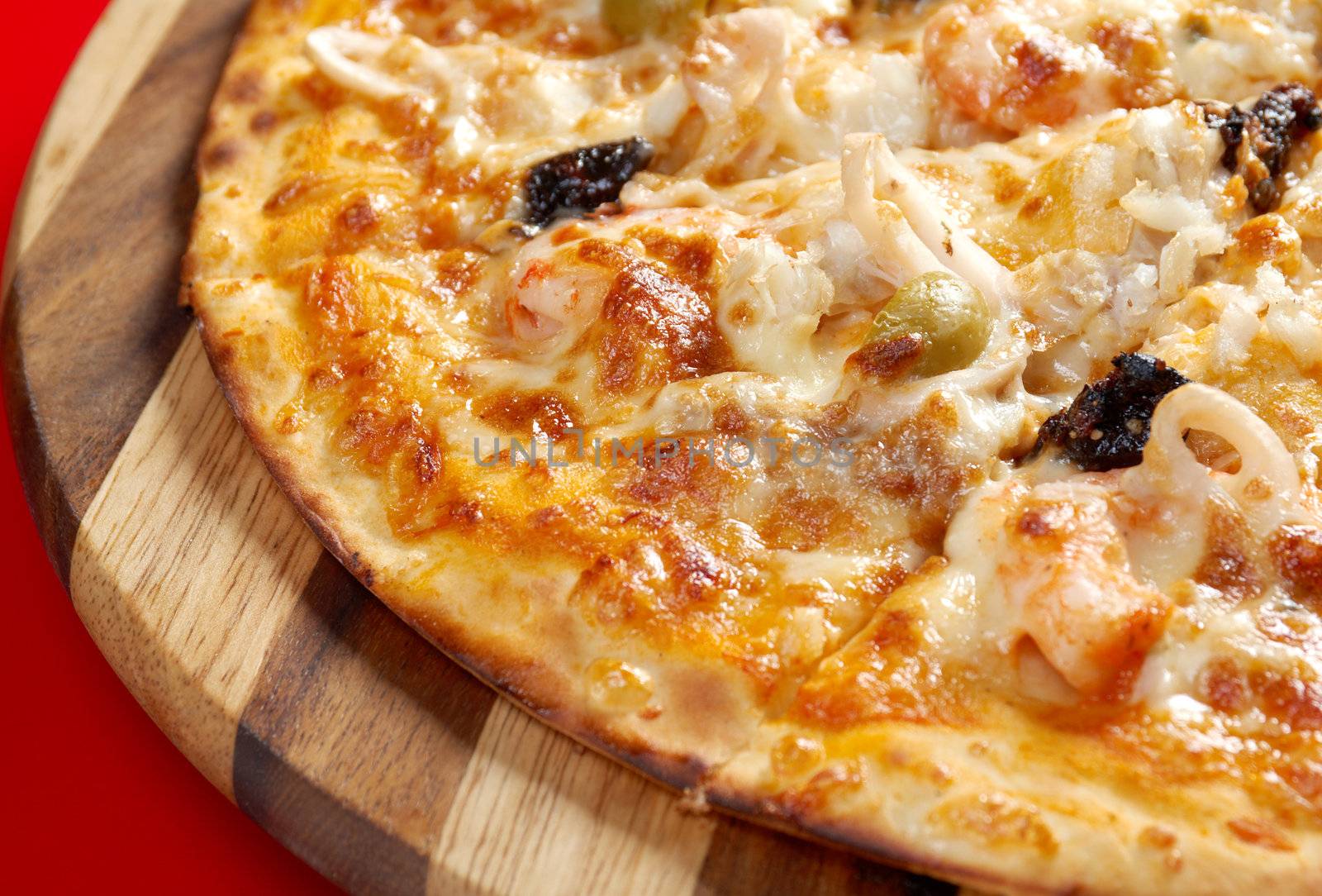 Pizzawith seafood. italian kitchen. Studio