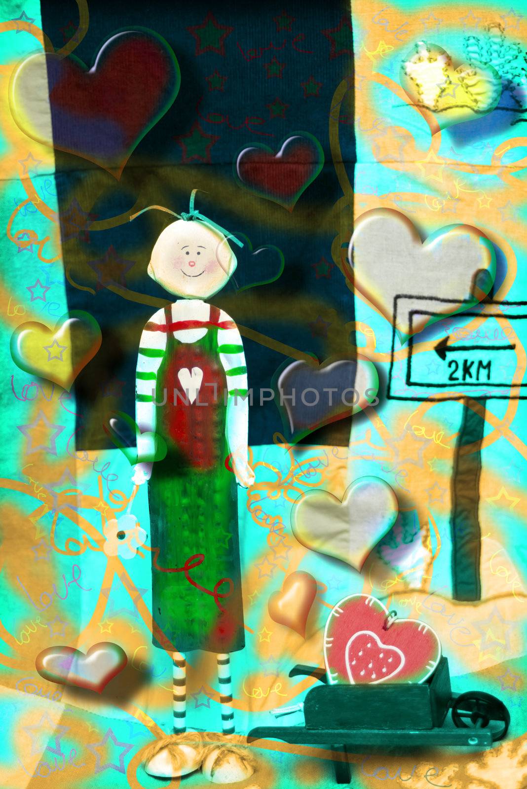 boy doll, joyful hearts background