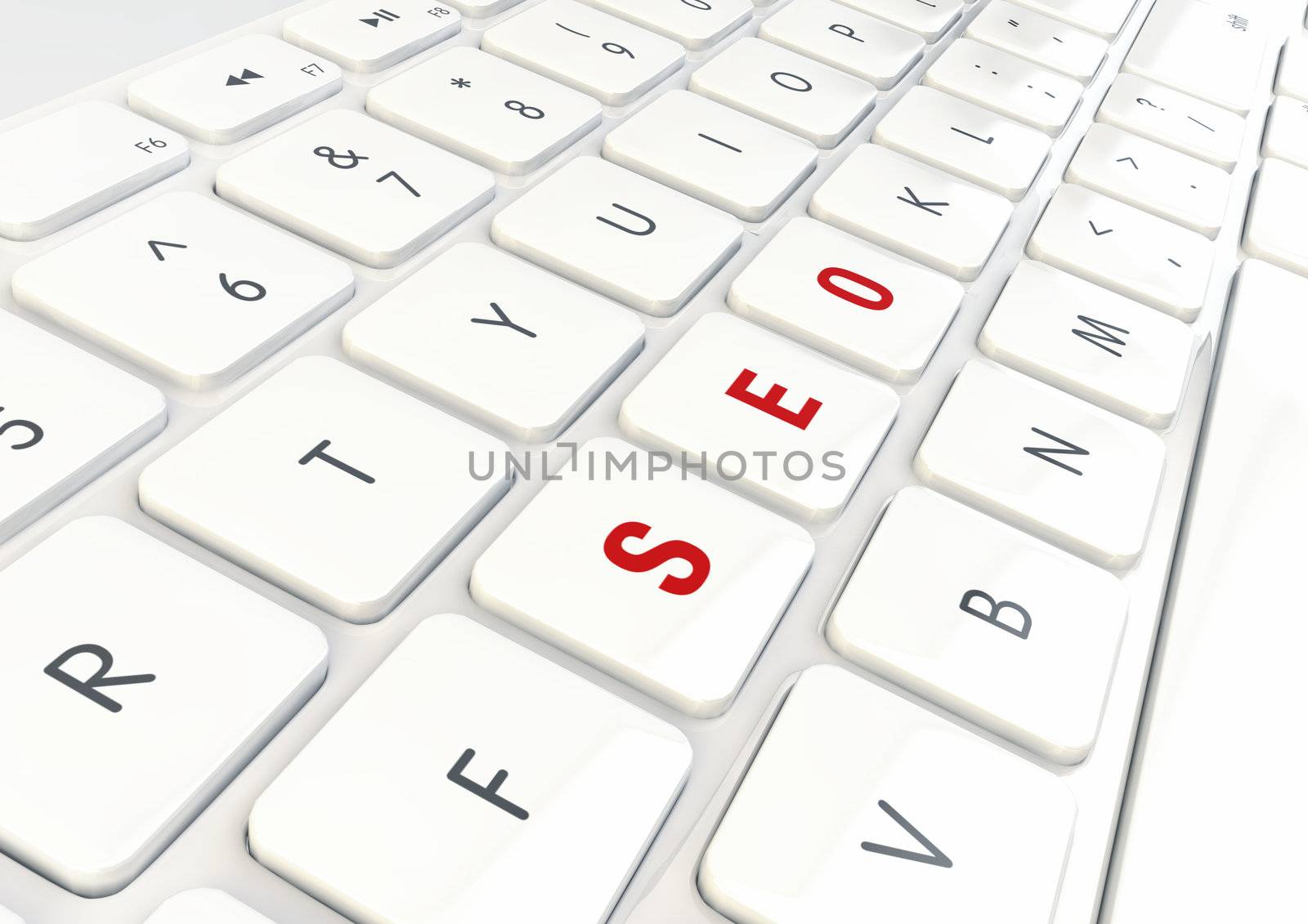 Seo Concept - Word Written on White Shiny Keyboard