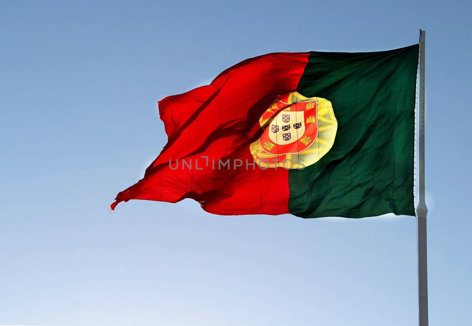 Beautiful Portugal flag and blue sky