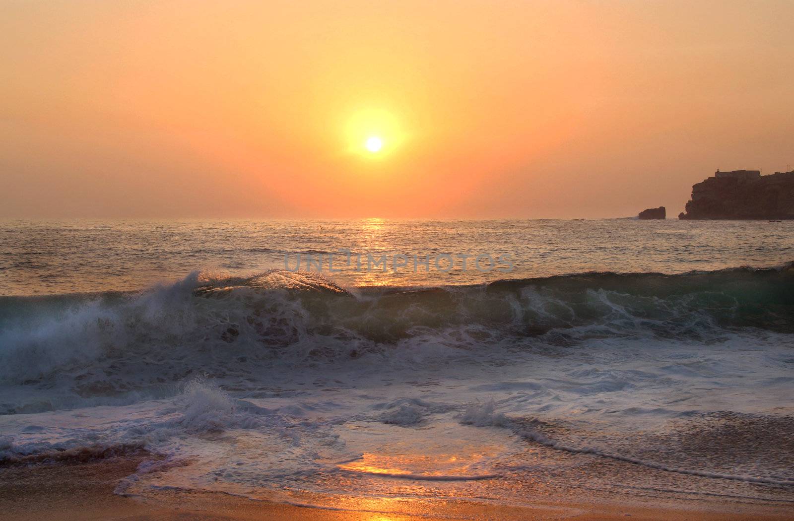 Beautiful sea sunset and waves