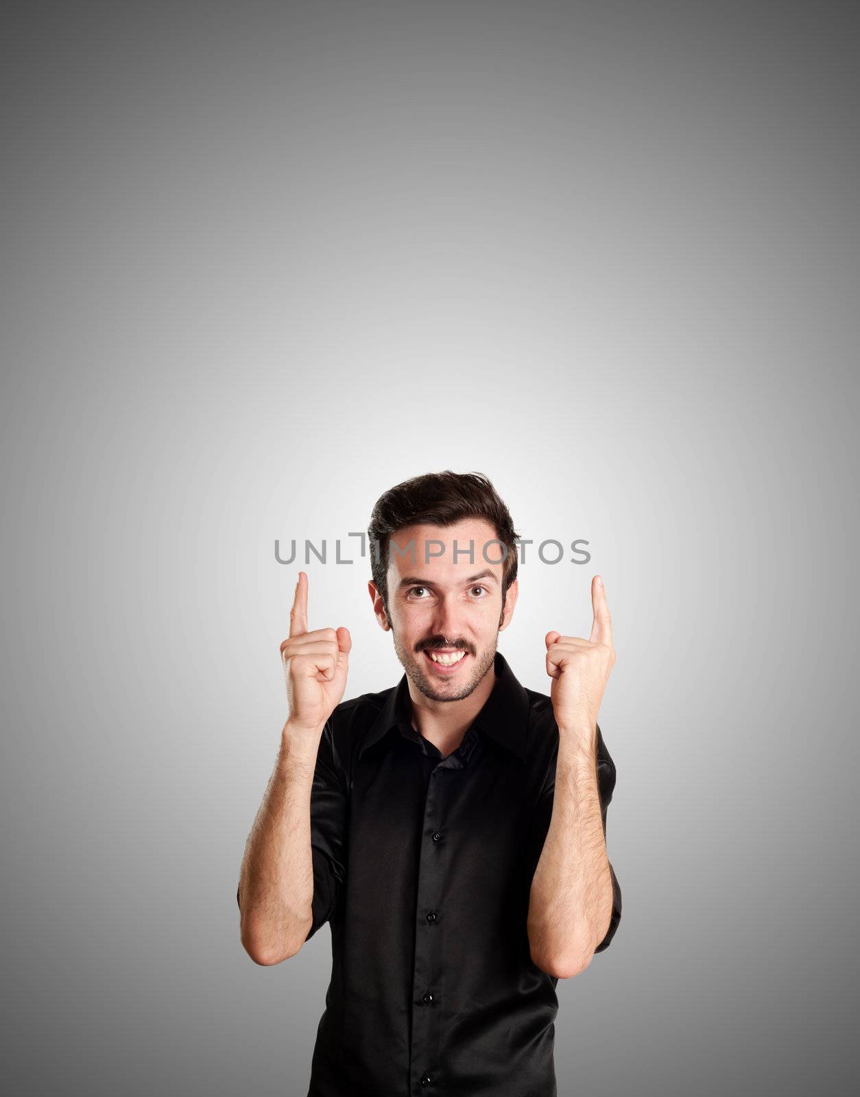 successful business man on gray background