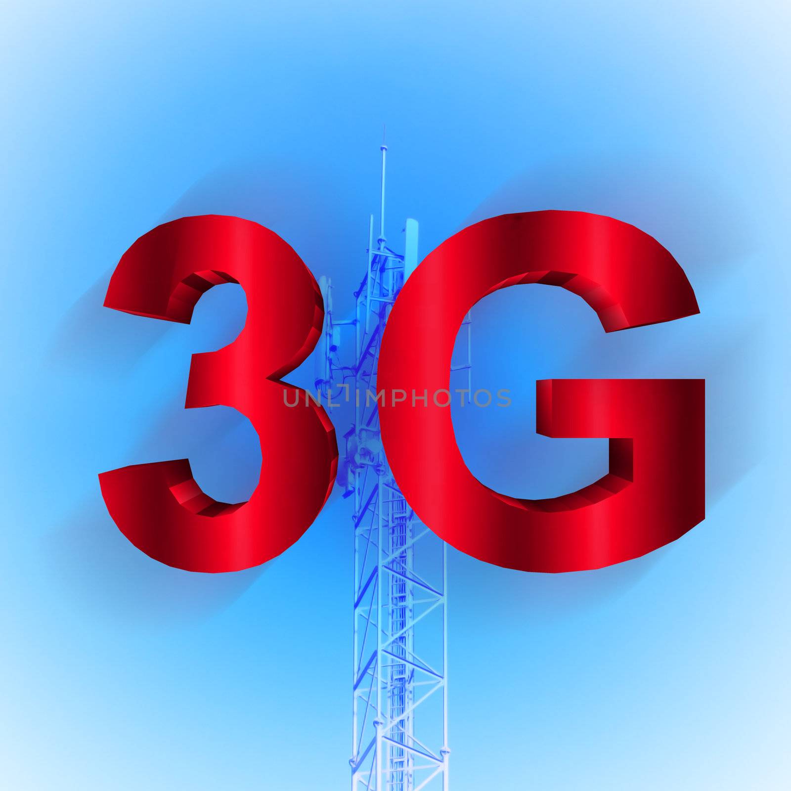 3G symbol with mobile telecommunication tower by geargodz