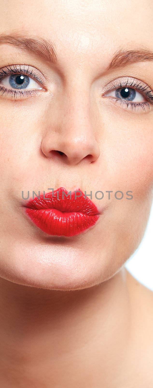 Crop of beautiful woman face with good skin