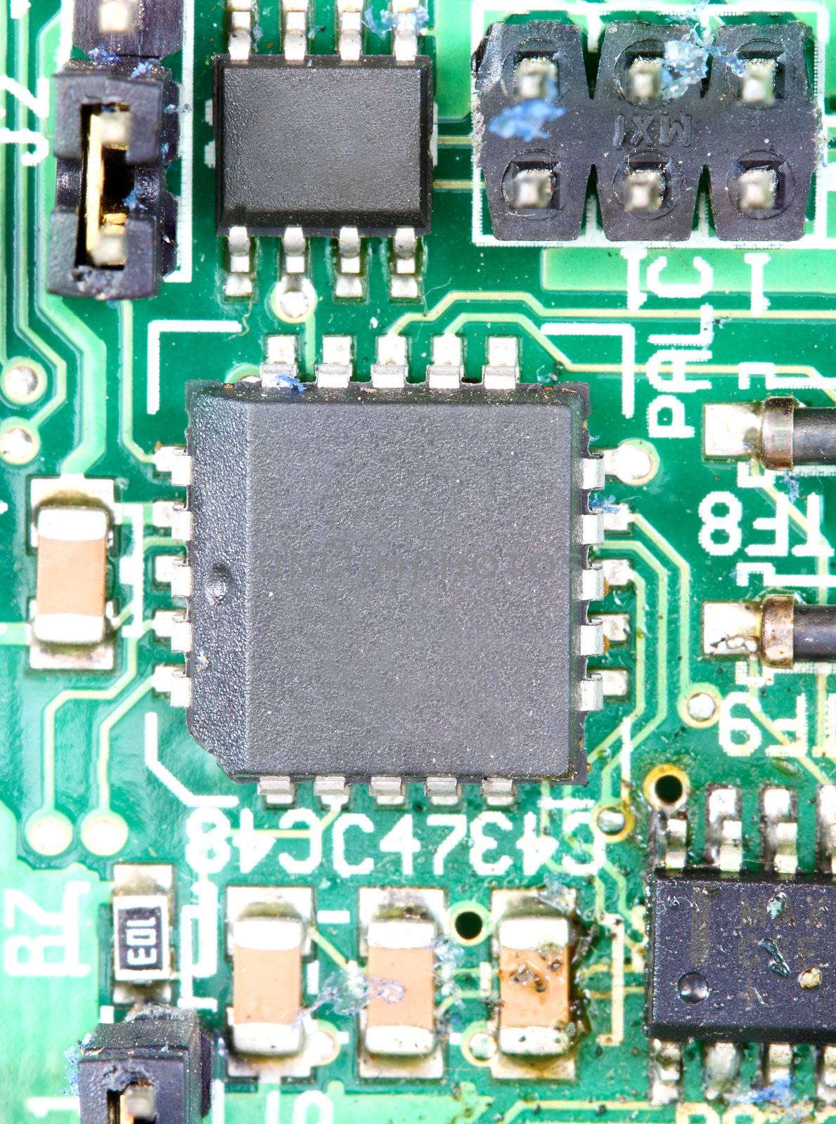 chips and components with electronic circuit board