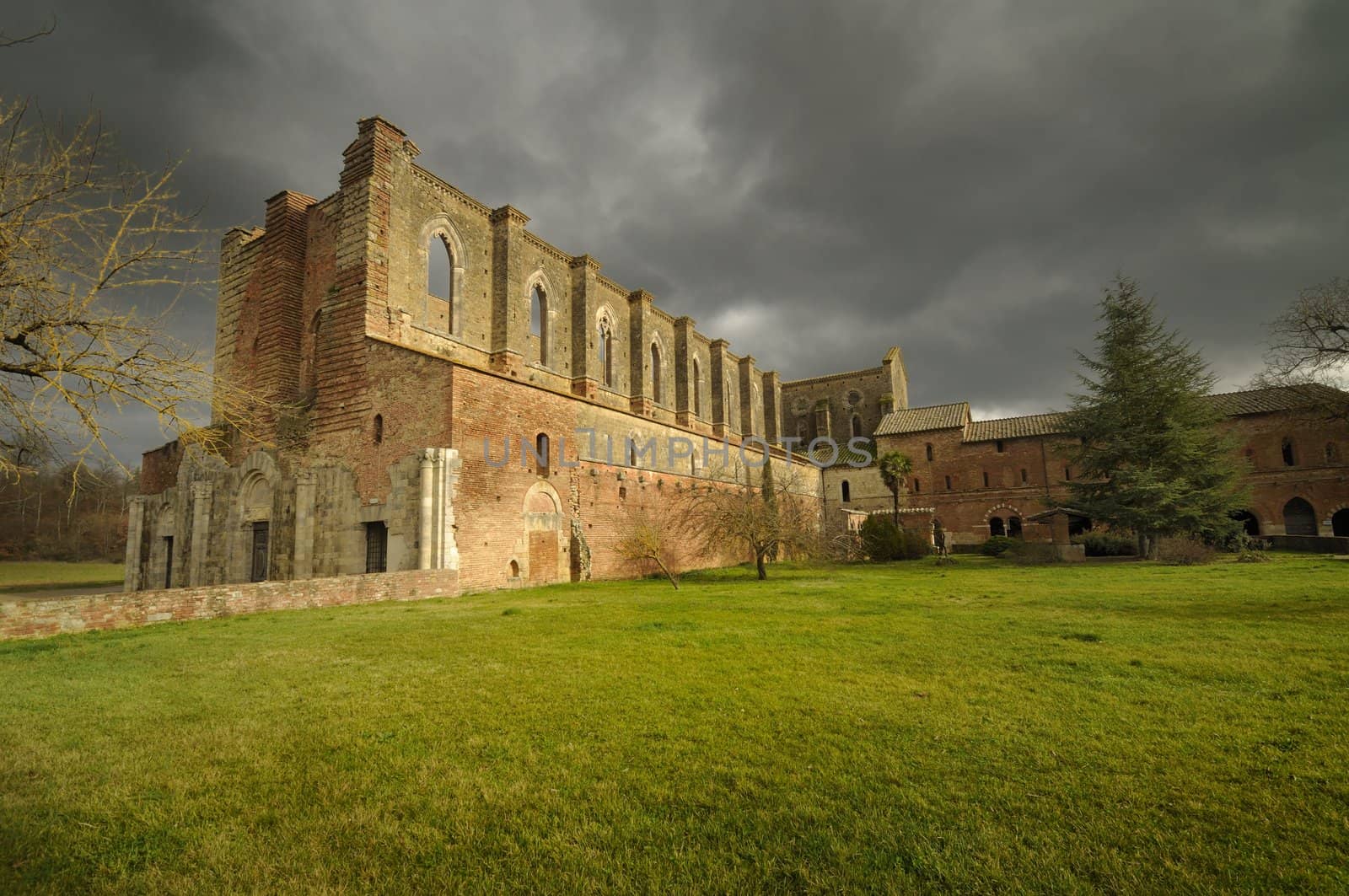 The ruins of San Galgano's Abbey in Italy